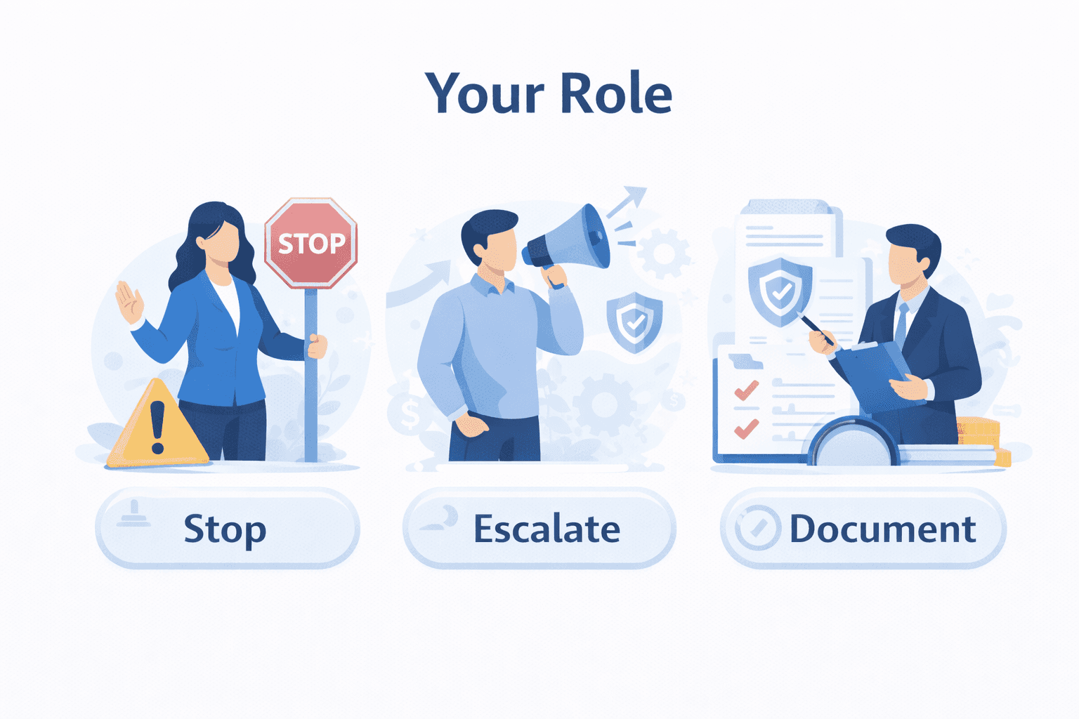 Module 4 — Your Role (Stop, Escalate, Document)