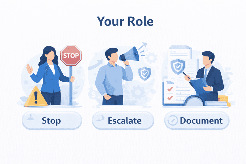 Module 4 — Your Role (Stop, Escalate, Document)