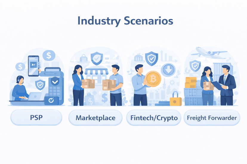 Module 5 — Industry Scenarios (PSP, Marketplace, Fintech/Crypto, Freight Forwarder)